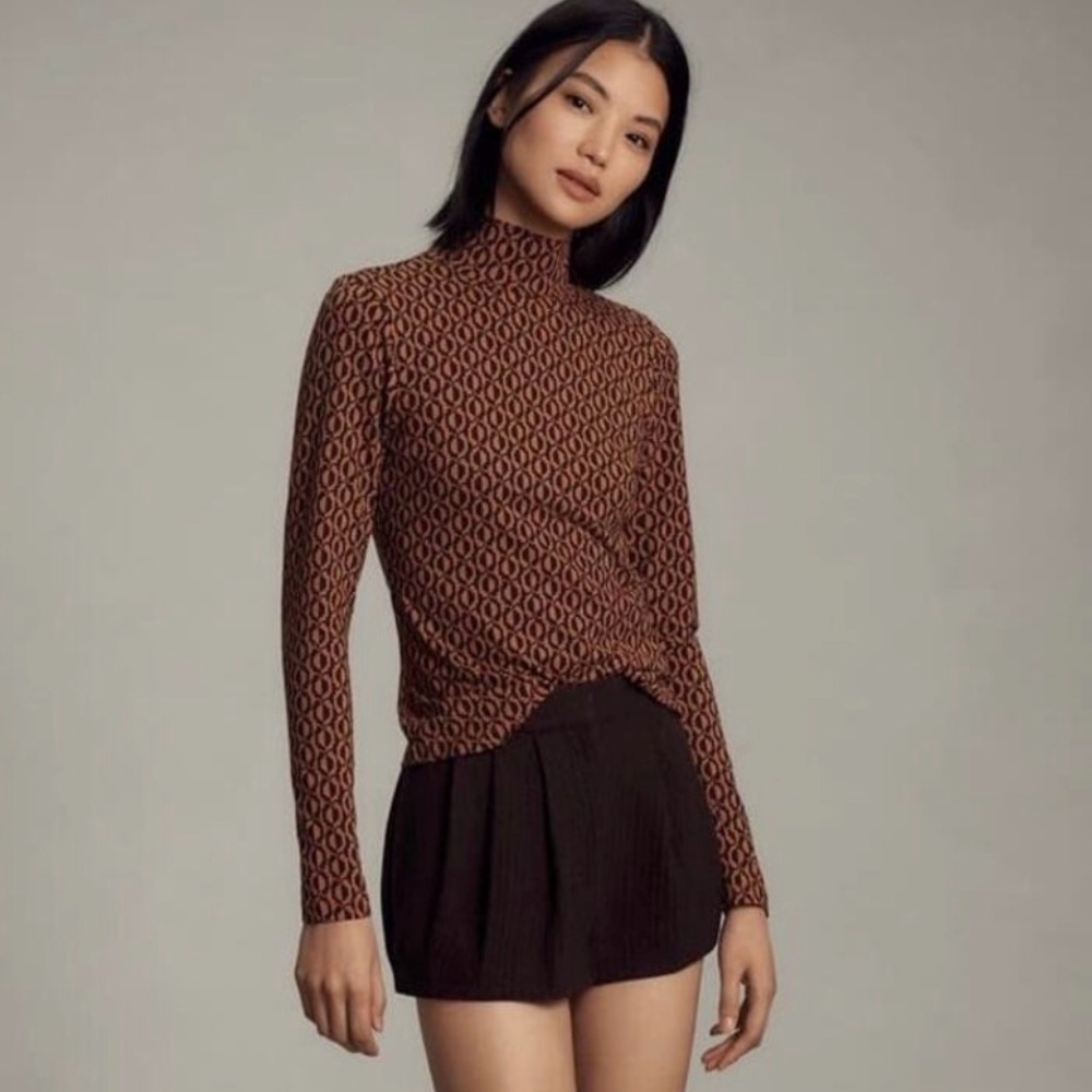 ANTHROPOLOGIE The Hailey Printed Turtleneck by Maeve (S)